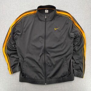 Nike Practice OT Full Zip Warm Up Jacket Men XL Gray Orange Swoosh Track Sporty